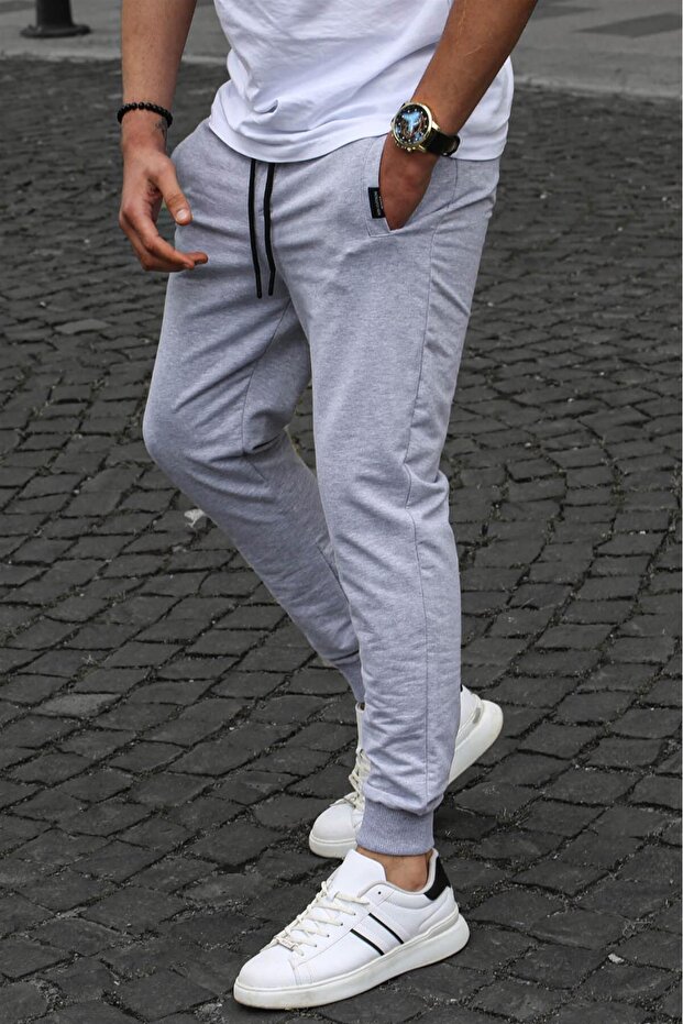Unisex Transitional Sweatpants Ribbed Leg Pocketed Jogger Black Gray Bottom