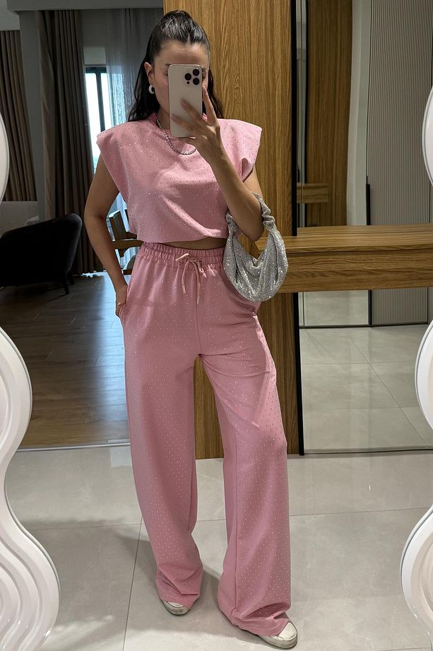 Minora Pembe Taşlı Vatkalı Takım - 3