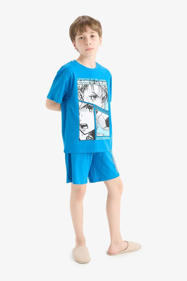 Erkek Çocuk Pijama Takımı Baskılı Kısa Kollu Üst Beli Lastikli Şort E2695A825HS - 3