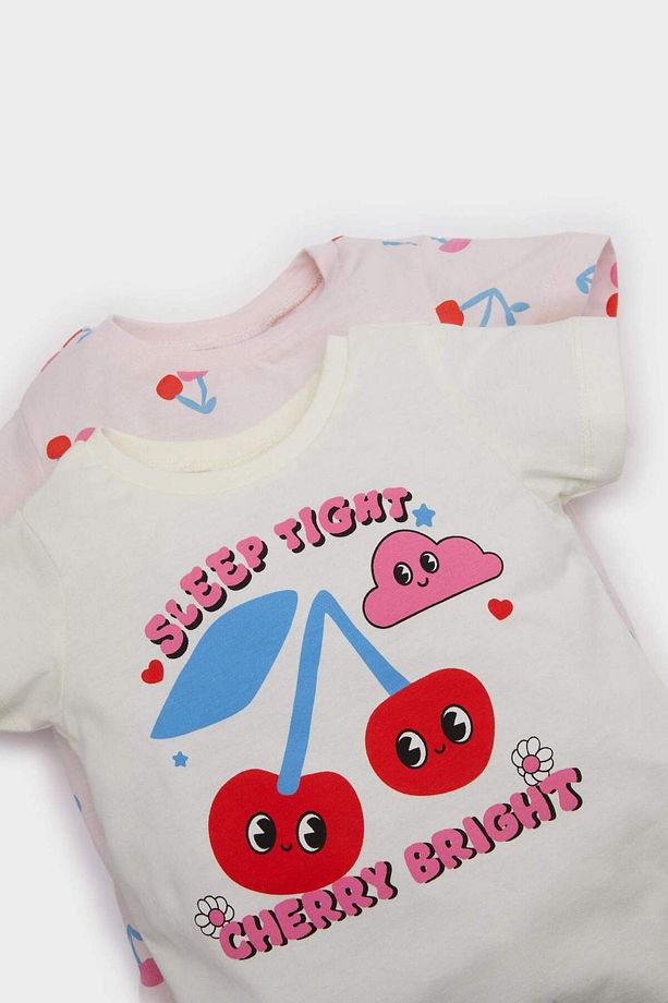 Kız Bebek 4'lü Pijama Takımı Desenli Kısa Kollu Penye Üst Beli Lastikli Şort E1551a525hs - 4