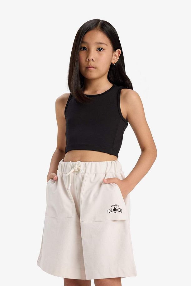 Kız Çocuk Beli Lastikli Basic Düz Şort B0847A825HS - 4