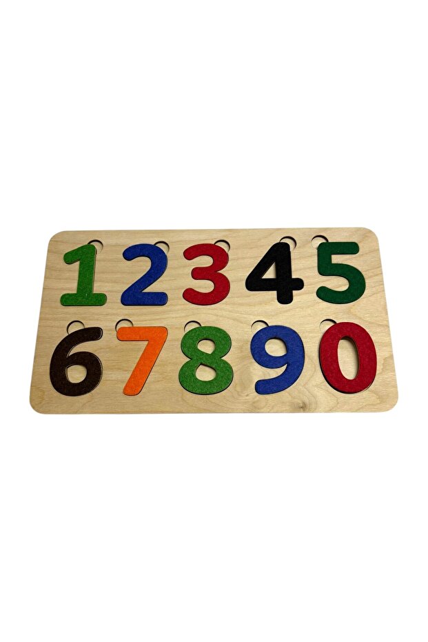 World Felt Covered Number Puzzle, Wooden Insert-And-Remove Puzzle, Colorful Educational Puzzle, Number Learning
