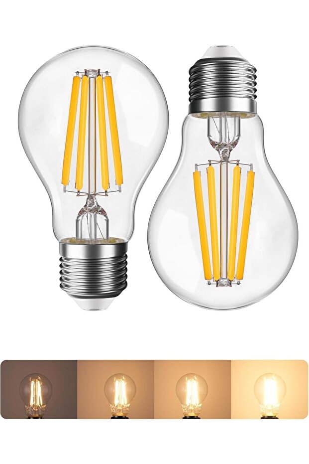 2 Pack E27 0-100% Smooth Dimmable LED Edison Bulbs, 2700K Warm White, 8W