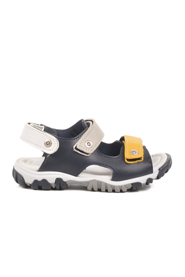 Navy Blue Gray Velcro Boys Sandals