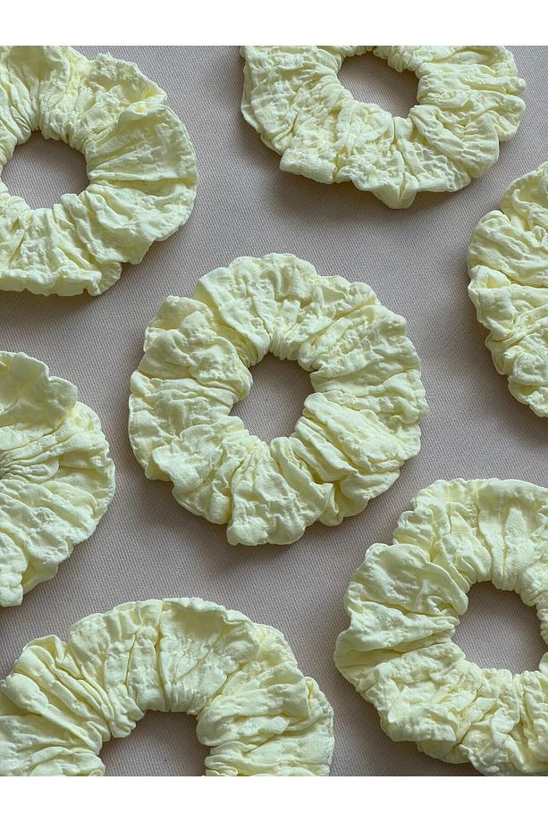 Scrunchie Saç Tokası - Limon Sarısı 1 Adet - 4