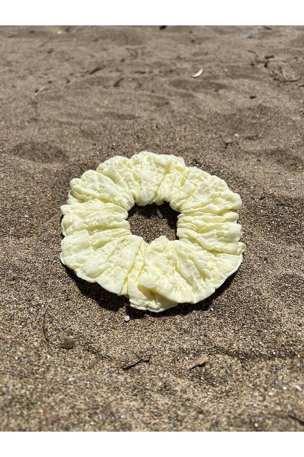 Scrunchie Saç Tokası - Limon Sarısı 1 Adet - 3