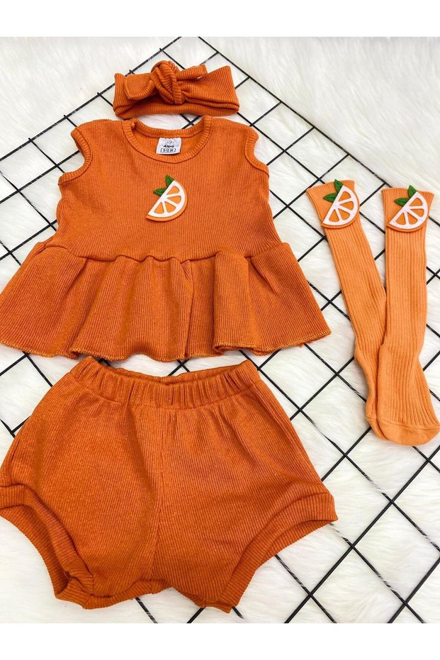 Orange Orange Ribana Shorts Bluz Bandana and Socks Set
