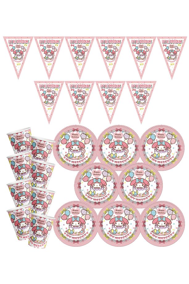 My Melody 16 Kişilik Rozetli Kişilik Doğum Günü Seti | My Melodi Pasta Süsü Dahil - 2