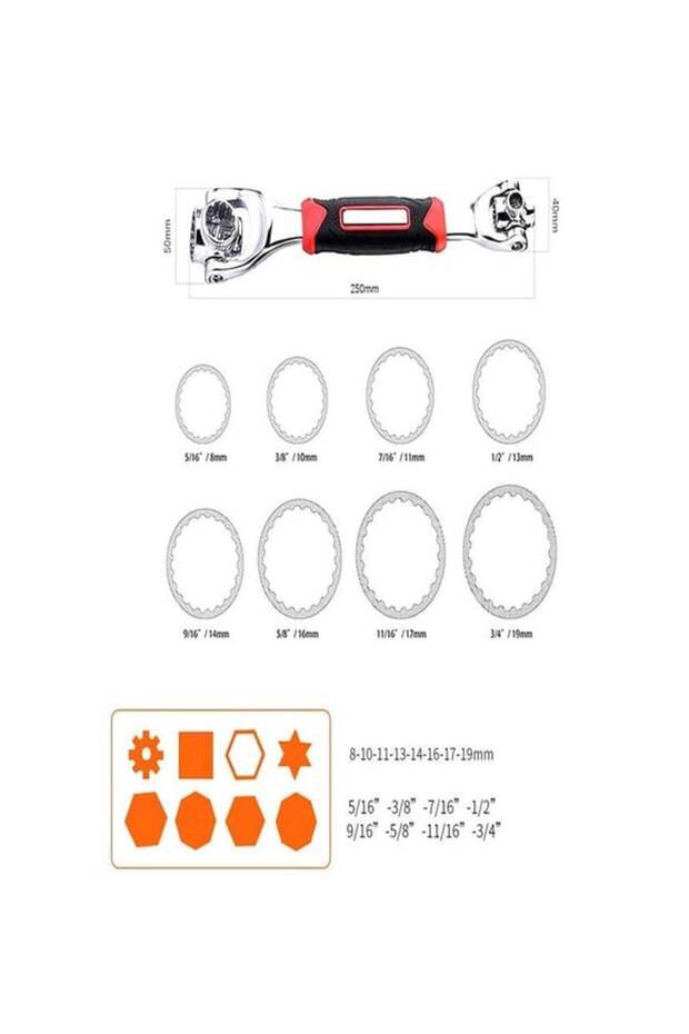 Multifunctional Wrench Socket Set Double-Headed 360 Degree Rotatable Headmovable Head - 8