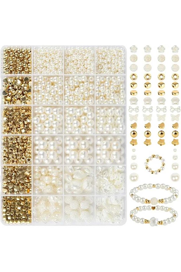 yiğit aksesuar Dev Şekilli İnci Boncuk ve Gold Ara aparat boncuk bileklik kolye takı yapım malzemeleri 42