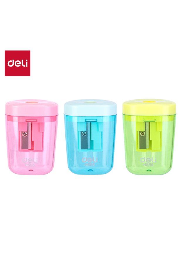 Eh555 1-hole Pencil Sharpener With Canister 12pcs- Ideal For School & Office Use