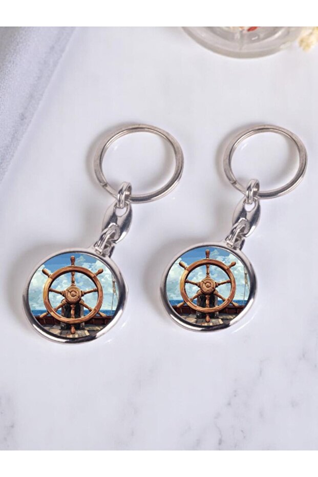 Ship Rudder Printed 2-Piece Keychain