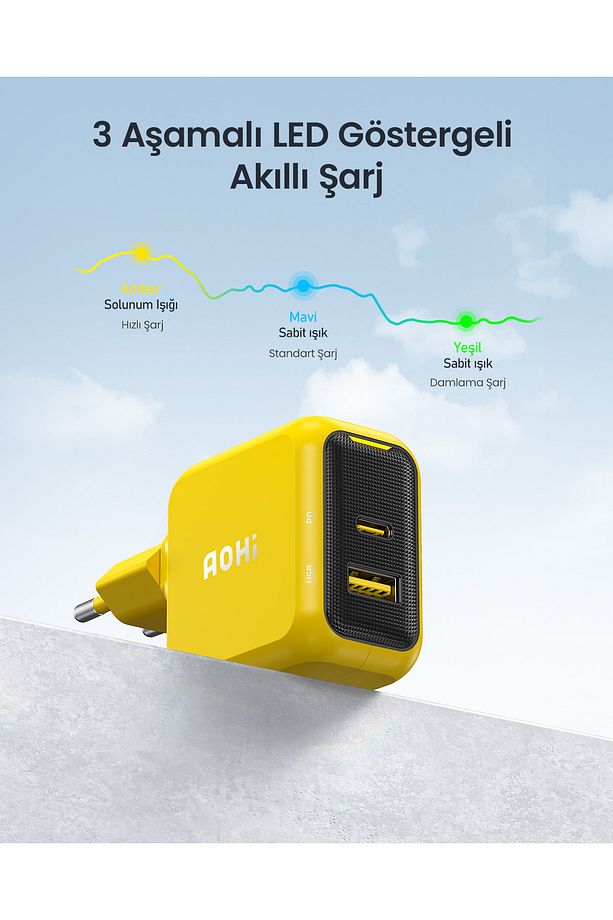 Magcube 67W 2 Portlu Şarj Adaptörü, 140W LED Ekranlı Naylon Örgülü Süper Hızlı Şarj Seti - 8