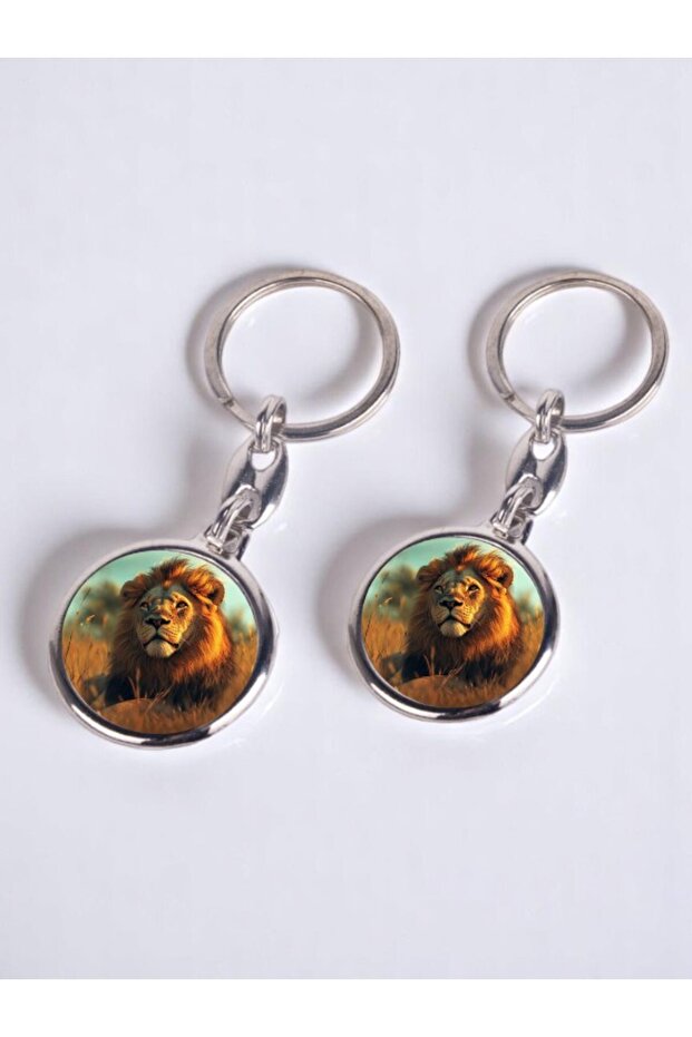 Lion Printed 2-Piece Keychain