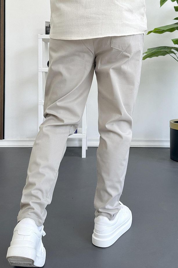 Erkek Dar Paça Jogger Pantolon Bej Edw384 - 3