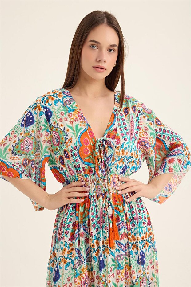 فستان منقوش بريق - 4