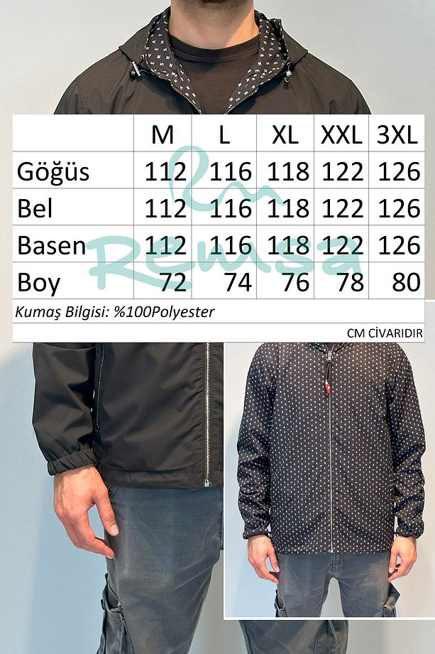 Erkek Çift Taraflı Mevsimlik Ceket Tek Üst REU-24726 Siyah - 4