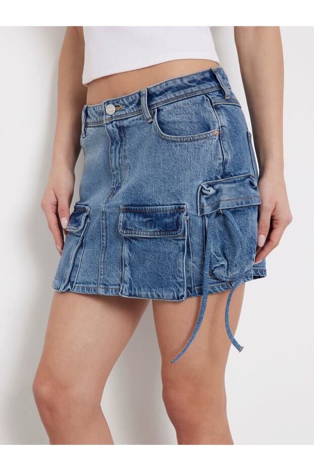 Devon Cargo Kadın Mini Jean Etek - 4