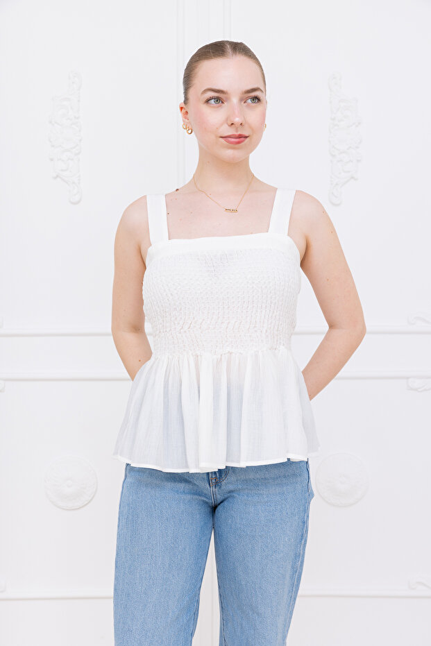 beyaz gipeli bluz - 3