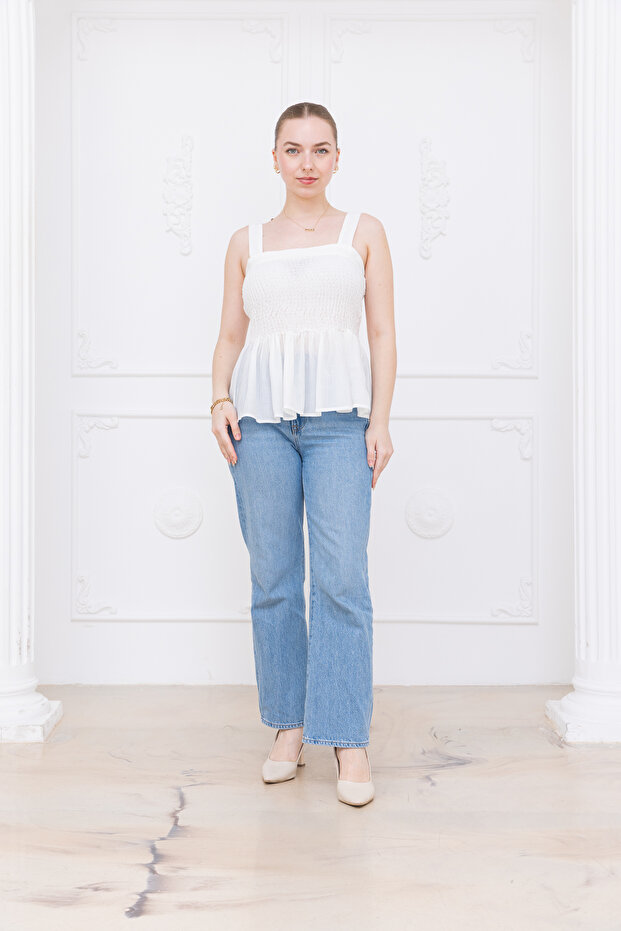 beyaz gipeli bluz - 1