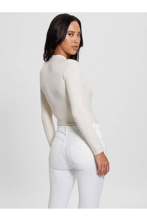 Bisiklet Yaka Slim Fit Ekru Kazak Kadın W3BR41Z3940F1KB - 5
