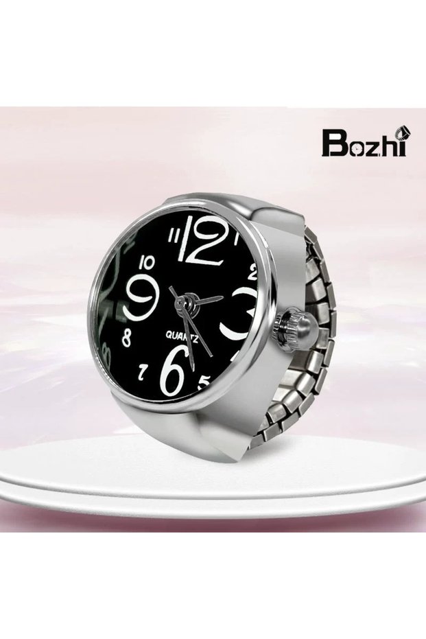 black New Ring Watch Hot Selling Creative Circular Dial Alloy Shell Finger Couple Men And Women