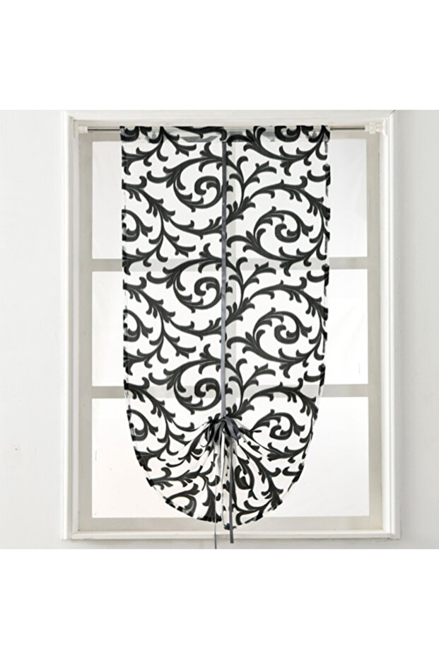 Rod Pocket W60cm L120cm Black LEEJOOM Short Kitchen Curtain Modern Window Treatment Tie up Balloon H