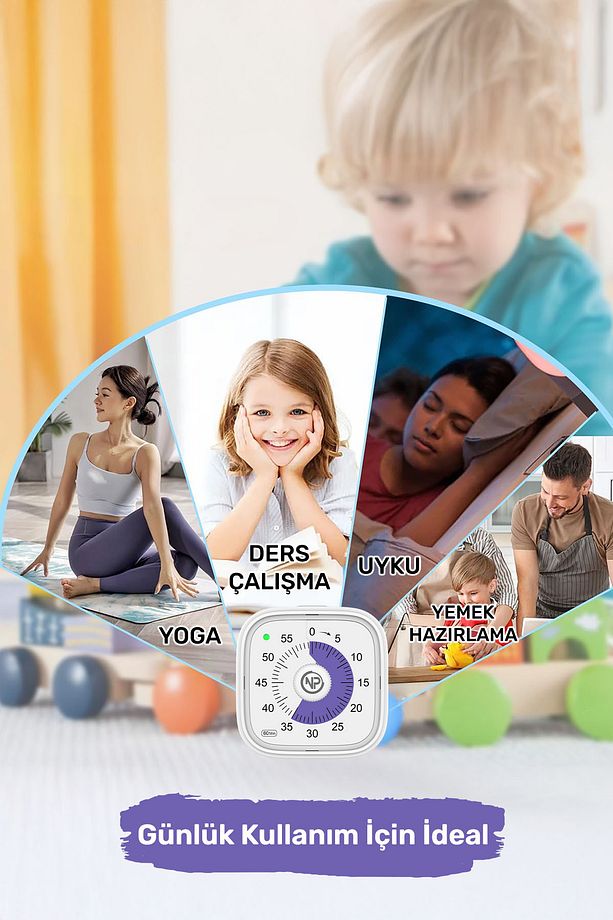 NPT31 Mutfak,Ders,Yemek için 60dk Analog Alarm Zamanlayıcı,Pomodoro Öğrenci Motivasyon Saati - 6