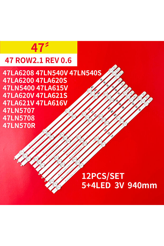 12Pcs 1set 12Pcs/Set LED Backlight Strip for LIG 47" TV 47LA620S 47LN5400 47LA615V 47LA620V 47LA621S