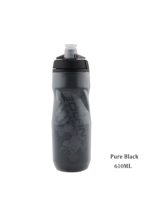 Pure Black Bolany Bike Water Bottle 600ml Mountain Cycling Water Bottle PP5 Heat-And Ice-protected B