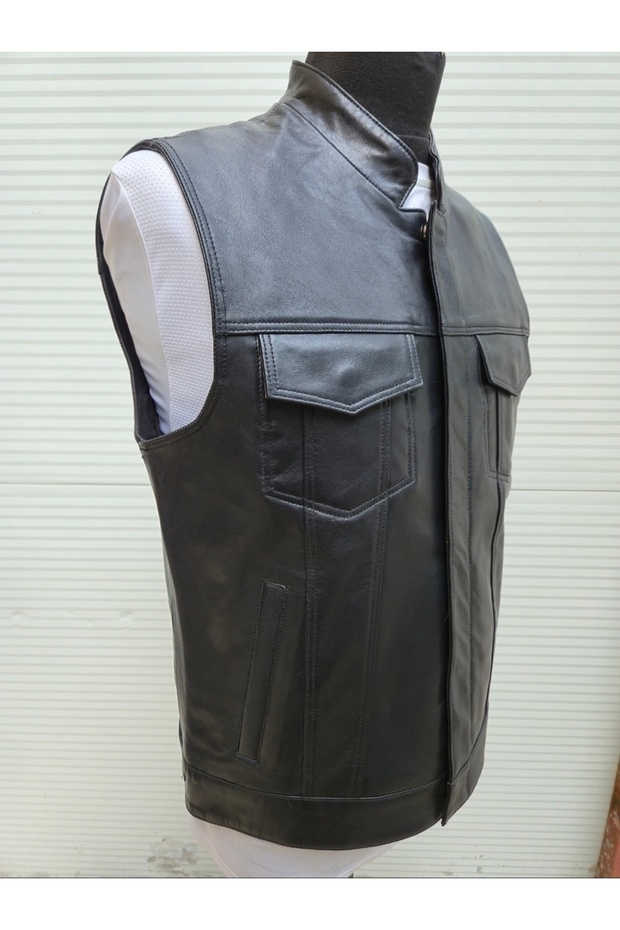 Genuine Leather Biker Style Leather Vest Mt