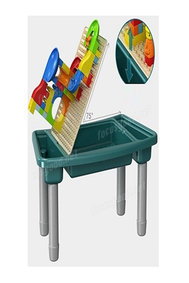 مجموعة طاولة الدراسة والنشاط من مكعبات البناء - تتضمن أكثر من 300 مكعب صغير - 4