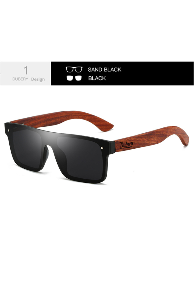 Black1 DUBERY Wooden Polarized UV400 ProtectionSunglasses For Men And Women 6 Colors Model 219