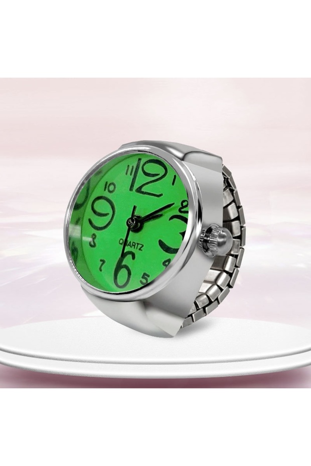 green New Ring Watch Hot Selling Creative Circular Dial Alloy Shell Finger Couple Men And Women
