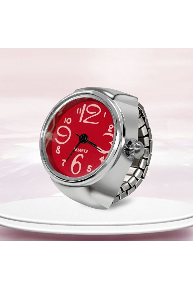 red New Ring Watch Hot Selling Creative Circular Dial Alloy Shell Finger Couple Men And Women