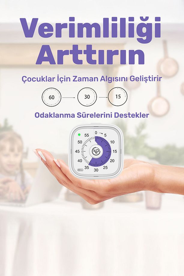 NPT31 Mutfak,Ders,Yemek için 60dk Analog Alarm Zamanlayıcı,Pomodoro Öğrenci Motivasyon Saati - 4
