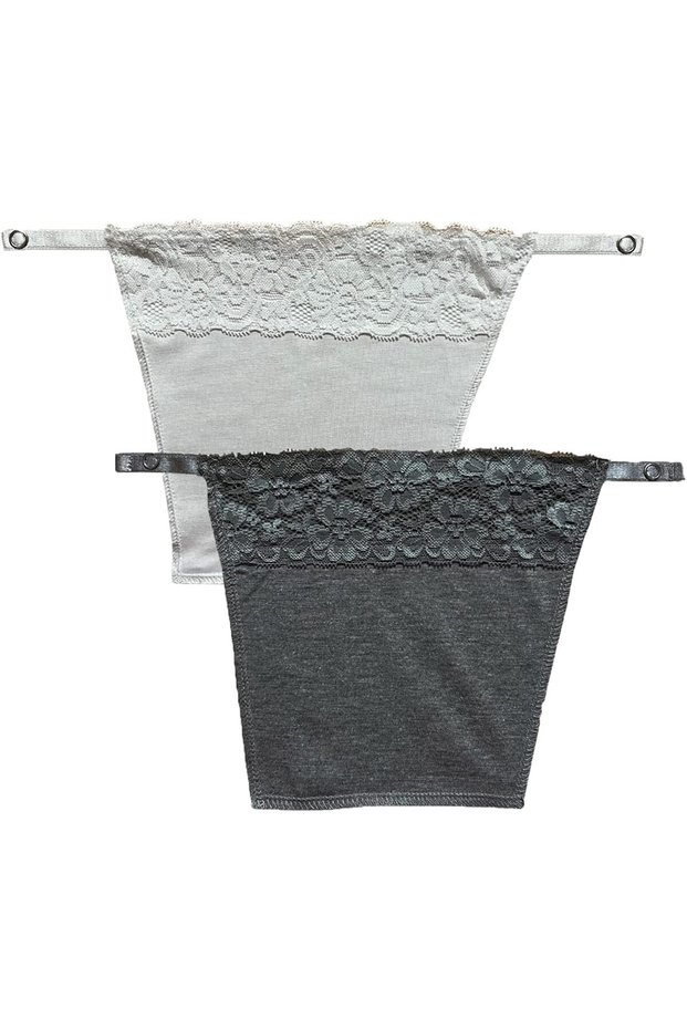 Women's Cotton Camisole Cleavage Cover Clip-on Mock Lace Camisecret - Set of 2
