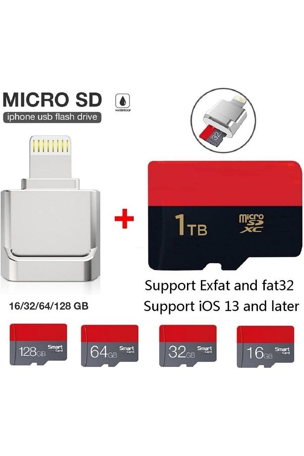 Lightning To Micro SD/TF Metal Card Reader Okuyucu Adaptörü iPad/iPhone 14/13/12/11/X/Pro Max/Plus - 4