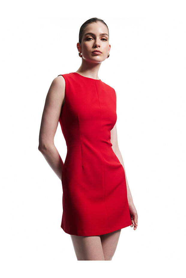Round Neck A-Line Sleeveless Mini Dress