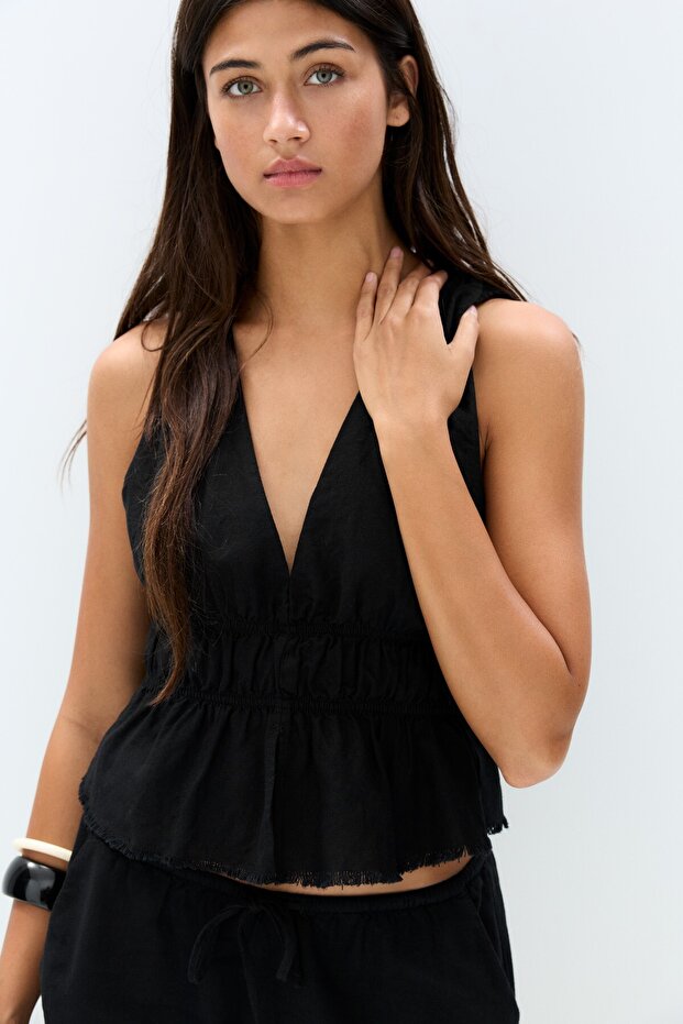 Keten karışımlı rustik top - 5