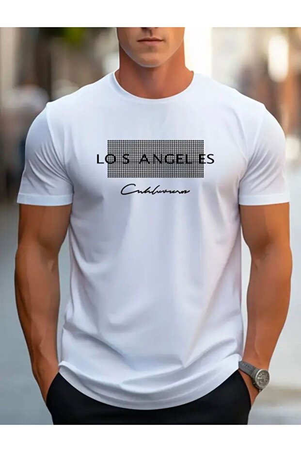 Losangels Printed Basic T-Shirt - 1