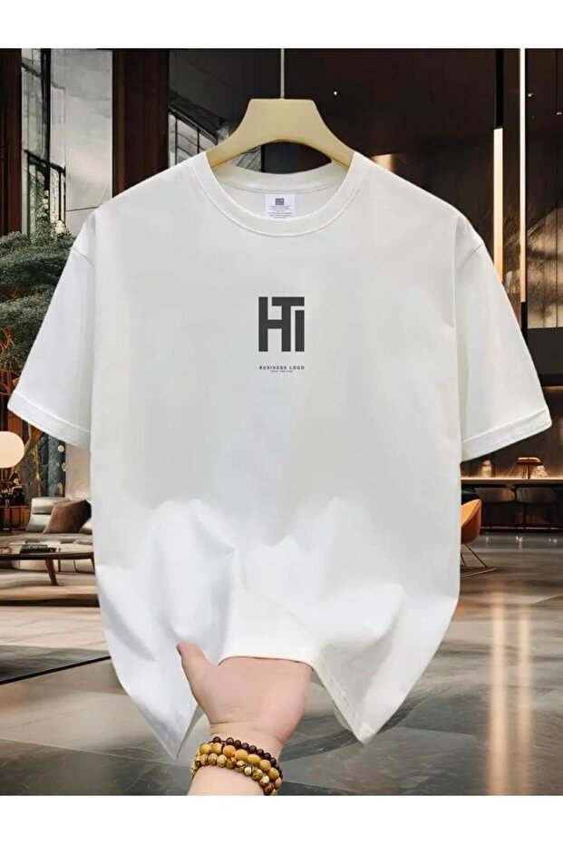 Ht Text Detailed Basic T-Shirt - 1