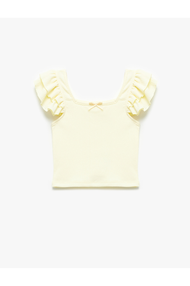 Square Neck Ruffled Butterfly Sleeve Blouse