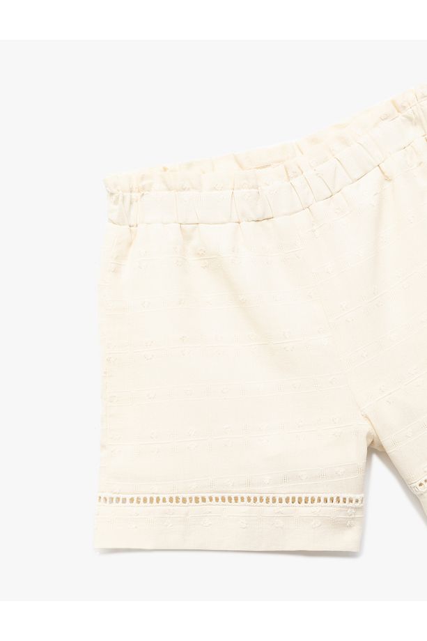 Pamuklu Beli Lastikli Mini Şort - 3