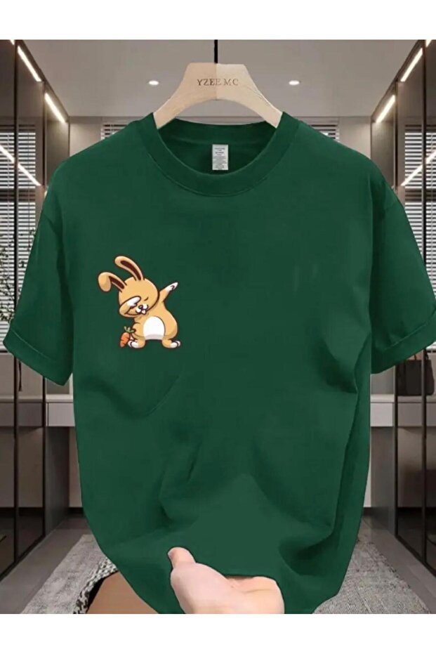 تي شيرت أساسي مطبوع عليه أرنب لطيف - 1