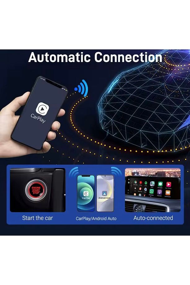 Kablosuz Car Play Adaptörü Android Cihazlar Için, Wireless Carplay Çevirici 2 in 1 - 4
