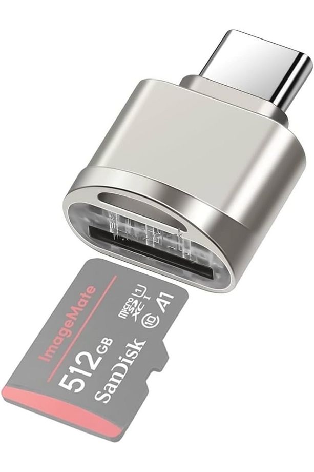 Type-C To Micro SD/TF Metal Card Reader Okuyucu Adaptörü iPhone/Samsung/Xiaomi/Macbook/iPad/TabletPC - 1
