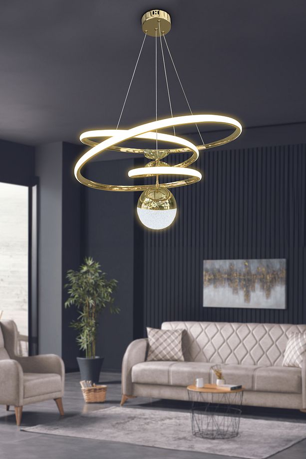 Eylül Tek Toplu 3 mt LED Salon & Oturma Odası Avizesi - 2