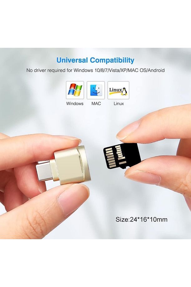 Type-C To Micro SD/TF Metal Card Reader Okuyucu Adaptörü iPhone/Samsung/Xiaomi/Macbook/iPad/TabletPC - 5