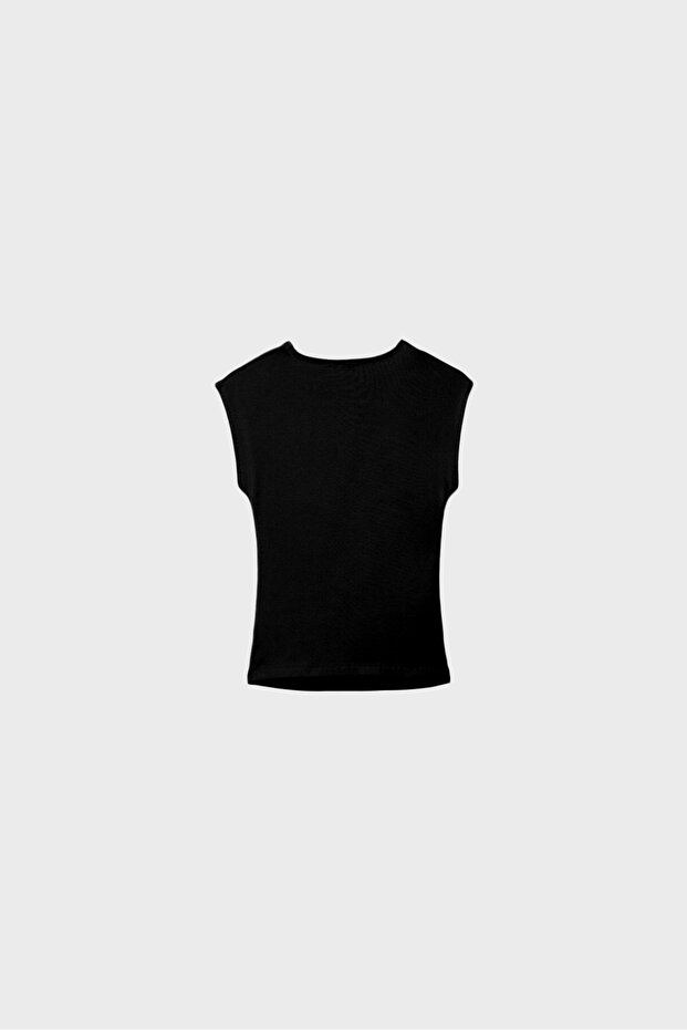 Büzgülü basic fitted t-shirt - 7